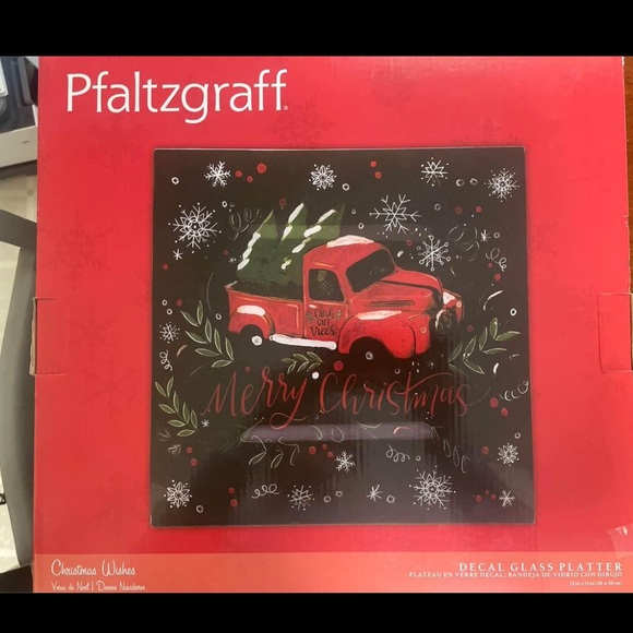 Pfaltzgraff Decal Glass Christmas Platter - Picture 1 of 4
